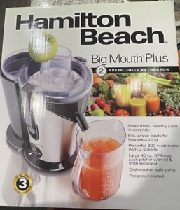 Hamilton Beach Big Mouth Plus 2-Speed Juicer, Black/Silver, Model 66750