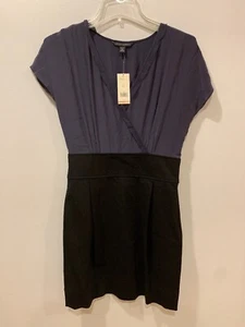 Banana Republic Dress Solid Blue Black Silk Spandex Size 6P MSRP $140 (S-17) - Foto 1 di 7