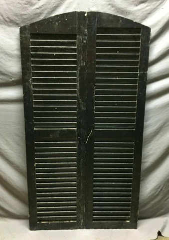 Pair Antique Arch Top 15x54 House Window Wood Louvered Shutters Shabby 896-21B Cover