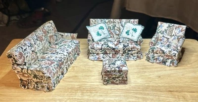 Juego de salón floral vintage miniatura de 4 piezas Foto 1 de 4