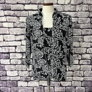 Alex Evenings Black, White & Silver Metallic Tank & Matching Cardigan Size XL - Picture 1 of 9