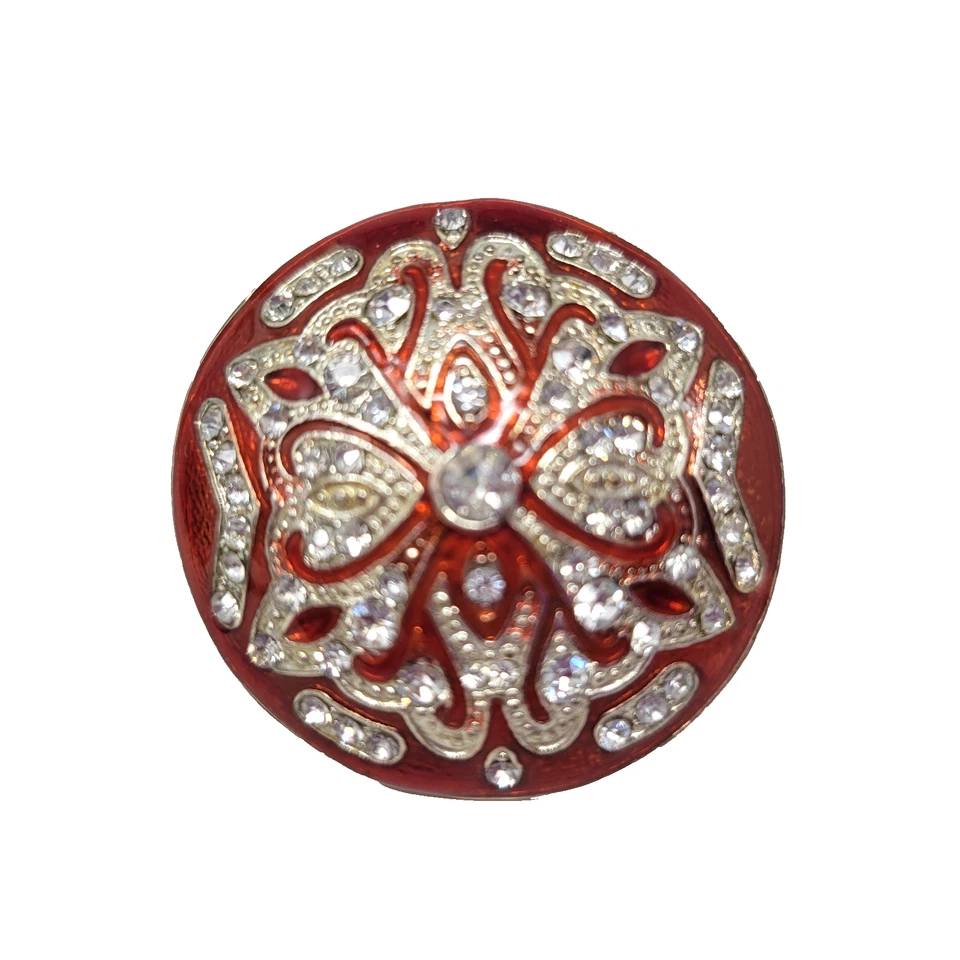 Adorno de Navidad Anillo Elástico Estrás Esmalte Rojo Redondo 1 1/2" Foto 1 de 4