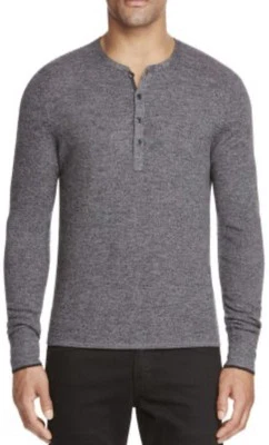 Rag & Bone Men’s Charcoal Gray Henley Giles Wool Knit Sweater NWT Size S $225 - Image 1 of 4