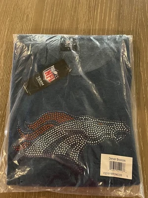 NWT Denver Broncos Women's Sz. Large Cuce Sideliner Sweatshirt Navy Sequin - Image 1 of 4