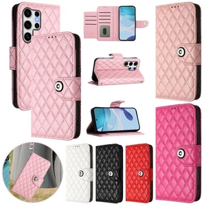 Embossed Stand Wallet PU Leather Phone Cover Case For Samsung S25 S24 FE S23 S22 - Picture 1 of 96
