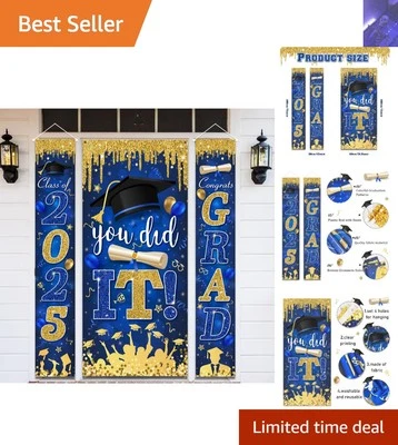 Duradero Juego de Decoraciones de Graduación Azul y Dorado - Esenciales de Fiesta Grado 2025 Foto 1 de 4