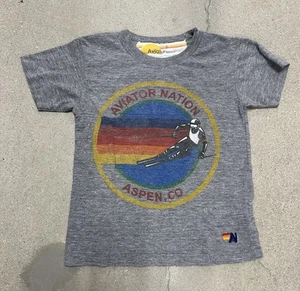 Aviator Nation Kids Aspen T-Shirt Grey Sz 6 - Picture 1 of 16