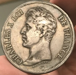 1825-D France 25g .903 Silver 5 Francs - Charles X 1st type - Picture 1 of 6