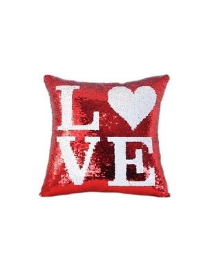 Funda de almohada Love Heart lentejuelas funda de almohada lentejuelas rojas y blancas funda de almohada Love Foto 1 de 3