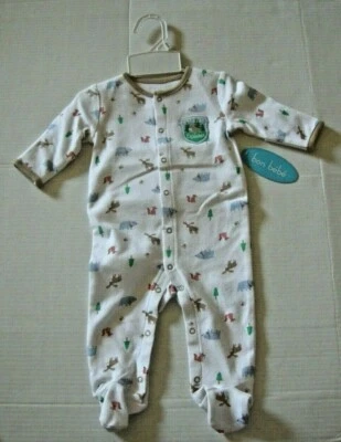 Boy Longall W/Attached Footies, Wild Life Design, 0-3 Mos, By Bon Bebe, Cotton - Image 1 of 2