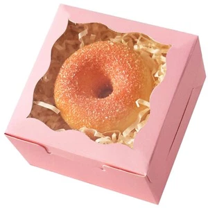 Pink Bakery Box with Window 4x4x2.5 inch 30Packs Macaron Boxes Small Donut Pa... - Picture 1 of 7