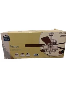 52" Satin Nickel Indoor LED Ceiling Fan Transitional Frosted White Glass Shade - Picture 1 of 7
