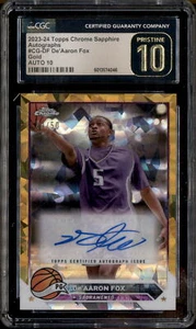 2023 Topps Chrome Sapphire Autograph Gold De'Aaron Fox AUto /50 CGC 10 - Picture 1 of 2