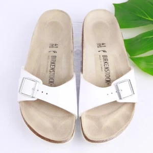 Birkenstock Women's Madrid Sandal Size 10 Slide White Strap Buckle Birko-Flor - Picture 1 of 15