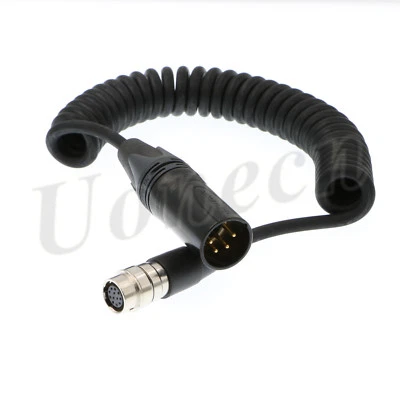 XLR 4 Pin Male to 12 Pin Female Hirose Coiled Power Cable for ARRI Alexa Camera  - Image 1 of 4
