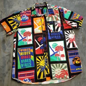 EIGHTY 88 EIGHT Button Up Hawaiian Good Vibes All Over Beach Vacation Shirt L - Picture 1 of 7