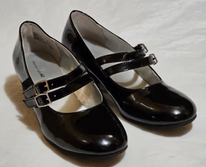American Eagle Big Girls Size 5 Mary Jane Glitter Heels Patent Black Used - Picture 1 of 23