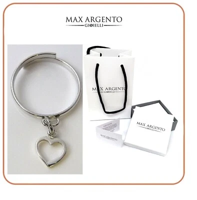 ANELLO ARGENTO 925, PENDENTE CUORE TRAFORATO, ANELLO DONNA REGOLABILE - Immagine 1 di 3