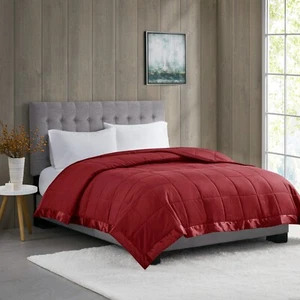 Moisture Proof Lightweight Down Alternative Silky Smooth Blanket with Satin Trim - Picture 1 of 59