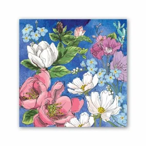 Michel Design Works 20 dreilagige Papier Cocktail Servietten Magnolie Blumen blau - Bild 1 von 1