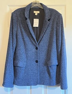 Appleseed's Blazer Damen 2-Knopf Fischgrät Blazer Jacke Blau Gr. 18 Neu mit Etikett - Bild 1 von 7