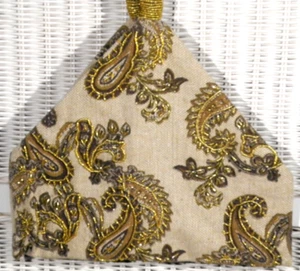 Hand-Beaded Evening Bag Gold Beads Tasseled Handcrafted Cross-Body Small Purse - Picture 1 of 4