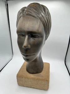 Vintage Wooden wood Head / Neck on Stand - Unknown Women / Solid - 29 Pounds - Picture 1 of 19