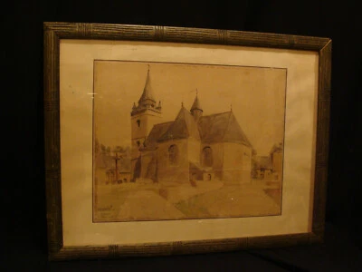 Aquarelle de Querrien (Finistère) juillet 1943 par H. Vidal - Photo 1/4