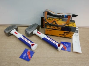 FOOTPRINT 2.5 & 4LB FIBREGLASS LUMP HAMMERS & DEWALT CONCEALER SAFETY GOGGLES - Picture 1 of 1