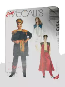 McCALLs 7353 Duster Maxi Yoke Gilet Cappello Fascia Pantaloni 18-22 Modello Non Tagliato Vintage anni 90 - Foto 1 di 4