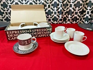 Sakura Batik by Sue Zipkin Stoneware Demitasse Espresso Cup Saucer Lot of 8 Sets - Picture 1 of 4