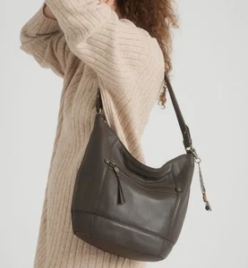 The Sak Womens Sequoia Hobo Shoulder Bag Purse Gray Soft Pebbled Leather Handbag - Picture 1 of 5