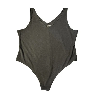 American Eagle бак без рукавов боди XXL черный ребристый стринги Snap 2XL - Изображение 1 из 4