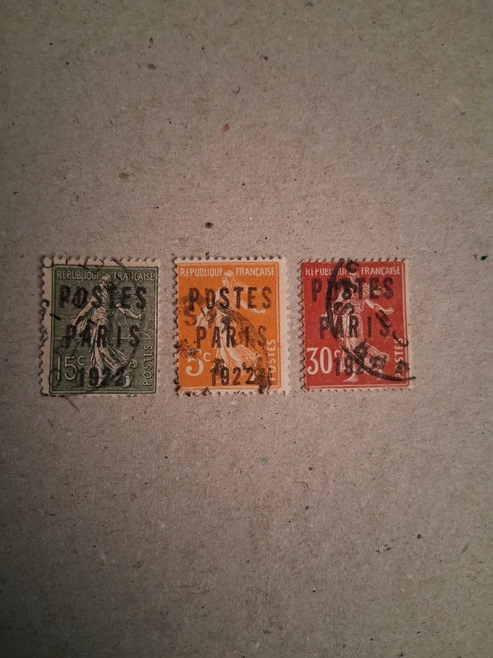  Timbres de France Préoblitéré Oblitéré N 30/31/32    Postes PARIS 1922 - Photo 1/1