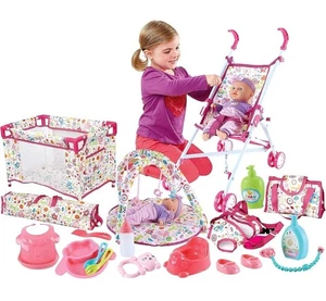 deAO Kids Baby Doll Stroller Nursery Role Play Set with a Variety of Feeding ... - Picture 1 of 7
