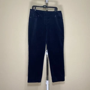 Ruby Rd. Pants Women 14 Blue High Rise Chino Flat Front Pull On Skinny Cotton - Picture 1 of 13