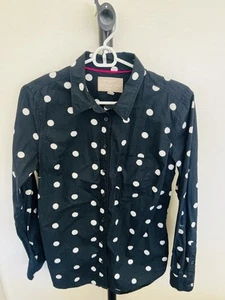 Banana Republic Men S Button Down Shirt Soft Wash Slim Fit Black WithWhite Polka - Picture 1 of 5