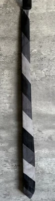 Vintage 1950s Macys Black & Gray Dacron Polyester Striped Neck Tie - Image 1 of 4