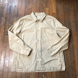 Gap Utility Shirt Uomo XL Khaki Ripstop Shacket Sopracamicia Lavoro Militare Campo - Foto 1 di 11