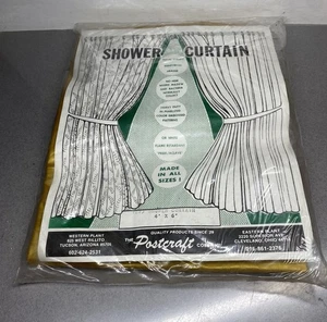 Vintage Harvest Gold Vinyl Shower Curtain ~ 4’ By 6’ ~ Midcentury - Picture 1 of 4