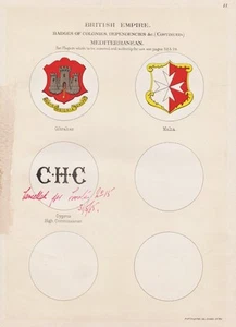 Malta Gibraltar British Colonies naval flag Fahne Flags Marine Flagge Litho - Bild 1 von 1