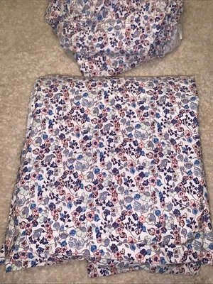 Anthropologie Liberty  Queen Blue Pink Floral Sheets Fitted & Flat Bonnie Bloom - Image 1 of 4