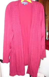 WOMENS KAREN SCOTT OPEN CARDIGAN WINE RAYON/POLY WITH WEAVE DESIGN FRONT-SIZE 2X - Picture 1 of 5