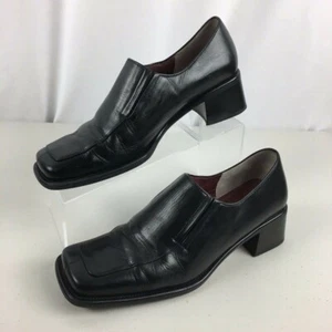 Mocasines para mujer Gabor Trend cuero negro cuadrado dividido con delantal puntera tacón 8,5 B - Imagen 1 de 7