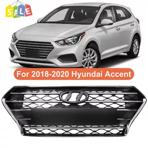 Parrilla de radiador delantero borde cromado y malla negra para Hyundai Accent - Imagen 1 de 11