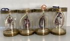 VTG Christmas Heirloom Ornaments 24 kt Gold Plated Set Of 4 Stained Glass Like