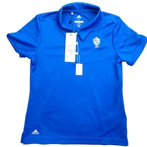 Polo Golf Shirt Adidas Junior Size Small [Royal Blue] Logo St Davis Golf Club - Picture 1 of 12