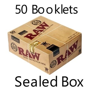 RAW Classic King Size SLIM Rolling Papers – 50 Booklets Sealed Box - Picture 1 of 4