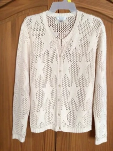 Christopher & Banks Damen Größe S Elfenbeinstern Knopf Baumwollmischung Strickjacke Pullover - Bild 1 von 6
