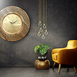 Large Mid Century Modern Large Wood & Pure Brass Original Wall Clock Wall Decor